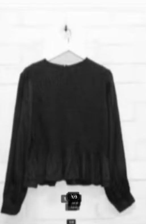 Rough Studios - Prachtige gesmokte blouse maat S - ZGAN, Zwart, Rough Studios, Ophalen of Verzenden, Zo goed als nieuw