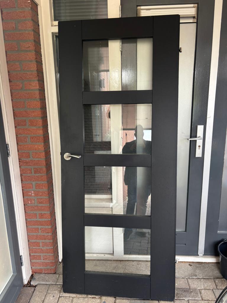 Binnendeur 83/2.00 zwart hout, Binnendeur, Ophalen of Verzenden, Zo goed als nieuw, 200 tot 215 cm
