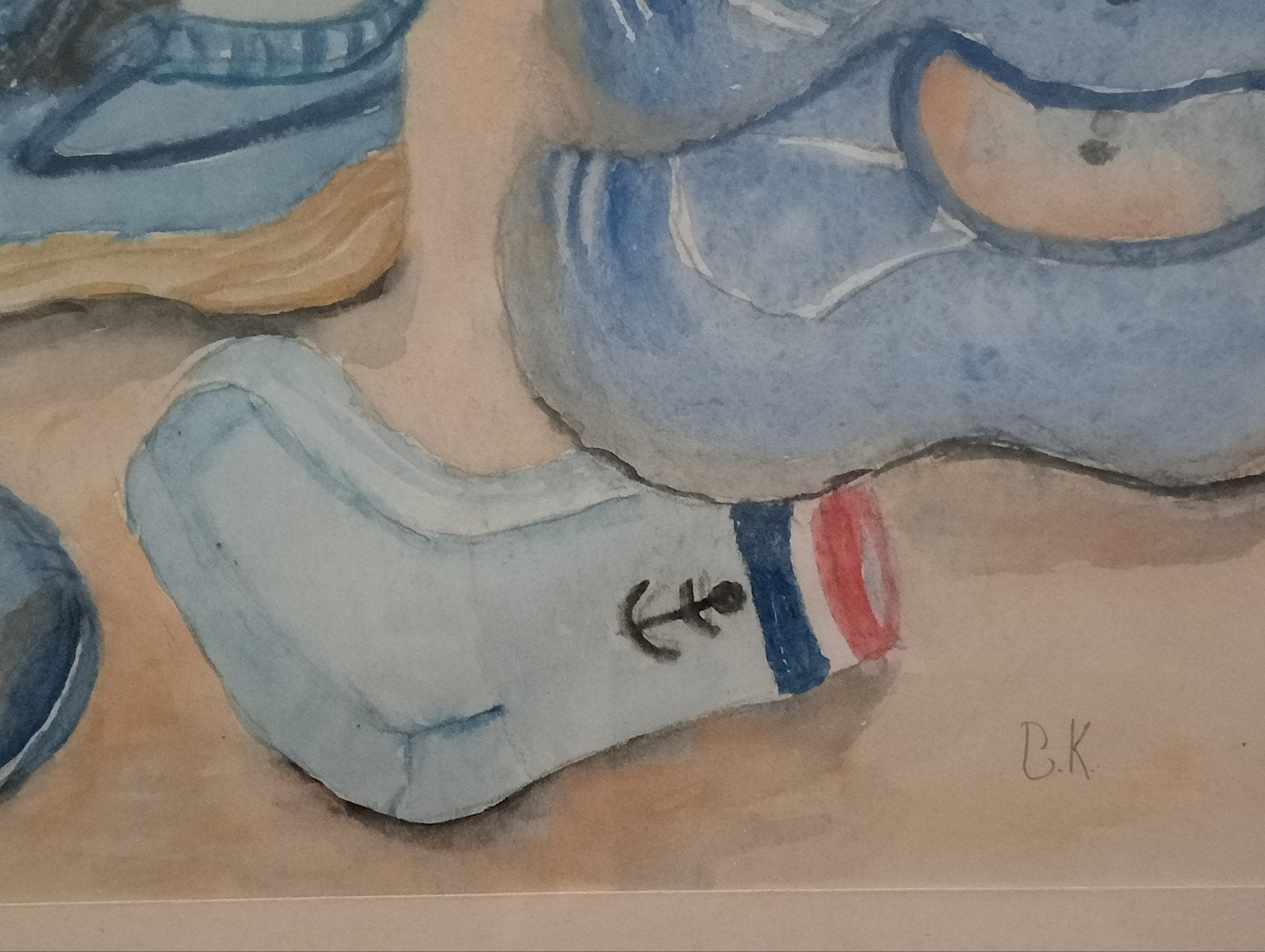 Aquarel Kinderschoenen monogram CK, Ophalen of Verzenden