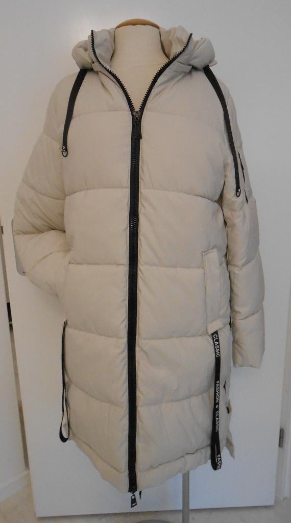 Euro fashion gewatteerde winterjas beige mt 42, Beige, Ophalen of Verzenden, Zo goed als nieuw, Maat 42/44 (L)