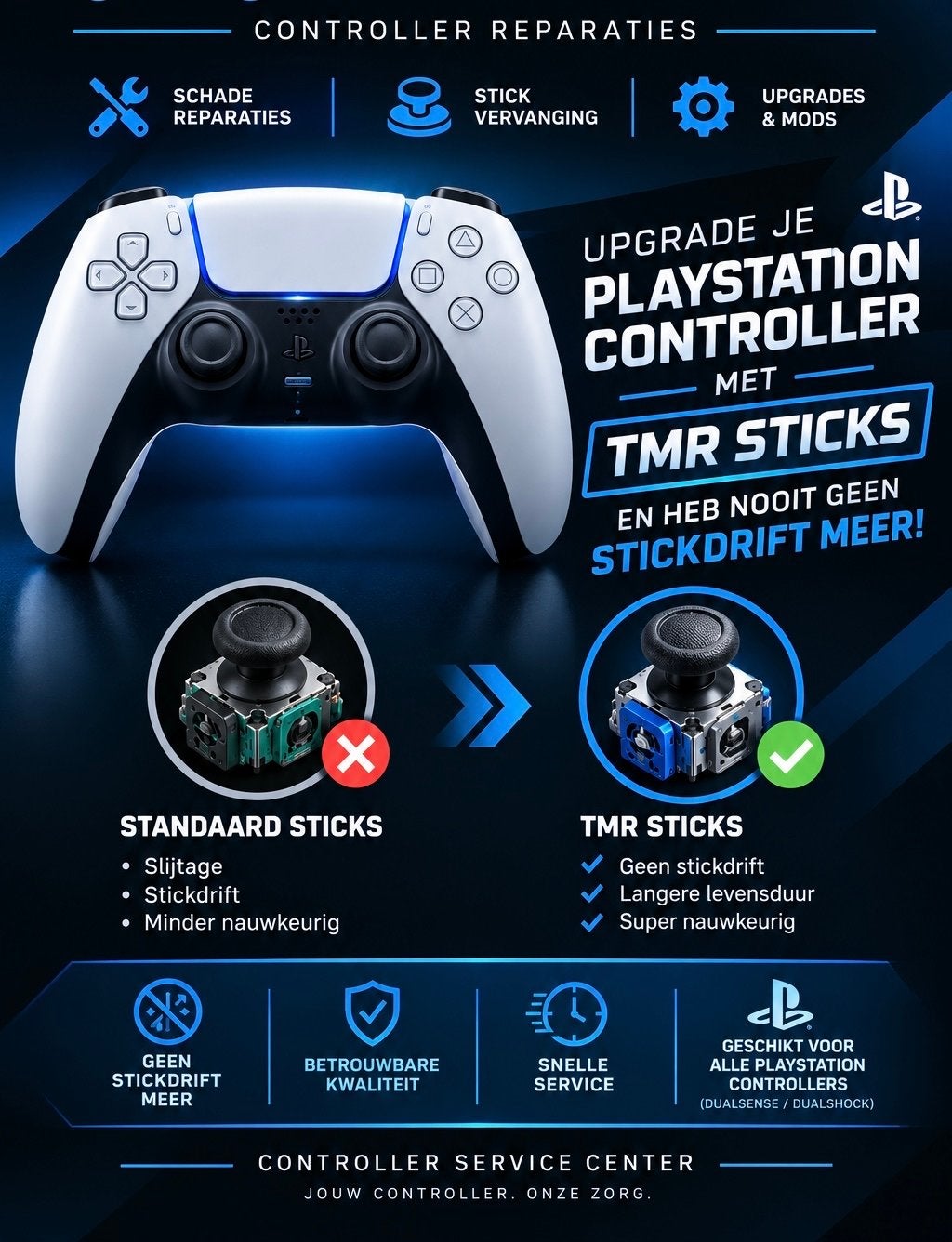 PS5 Controller reparatie, stickdrift & TMR Sticks Upgrade, Spelcomputers en Games, Ophalen of Verzenden, Nieuw, PlayStation, Overige typen