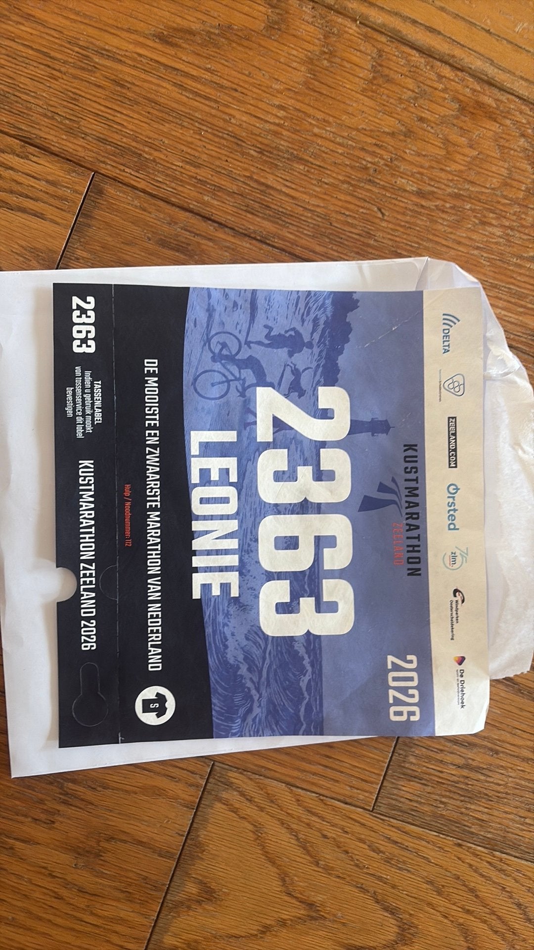 Startnummer Kustmarathon Zeeland, Ophalen of Verzenden, Zo goed als nieuw, Overige typen