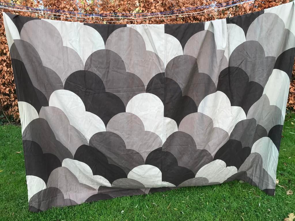 Vintage / retro gordijn met grafische retro print 70s! 🤎, Retro, vintage, spage age, Gebruikt, 200 cm of meer, 150 tot 200 cm
