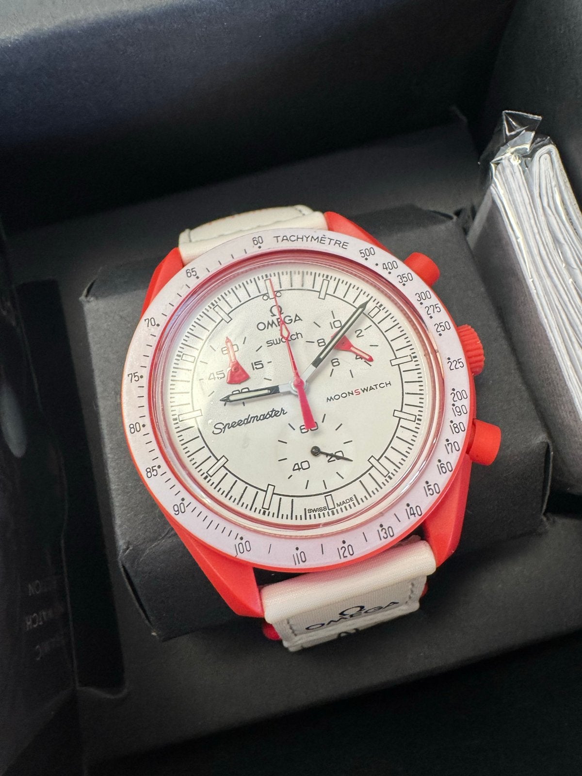 Swatch x Omega Moonswatch Mission to Mars, Kunststof, Leer, Polshorloge, Swatch