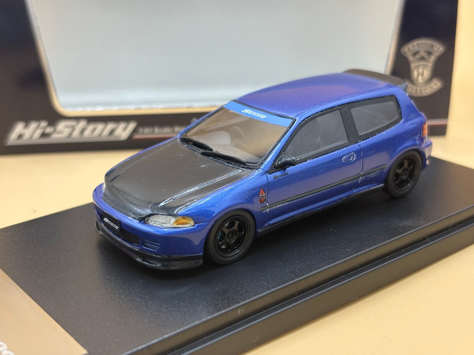Honda Civic SiR-II Spoon 3-deurs 1992 1:43 Hi-Story, Ophalen of Verzenden, Zo goed als nieuw, Auto, Overige merken