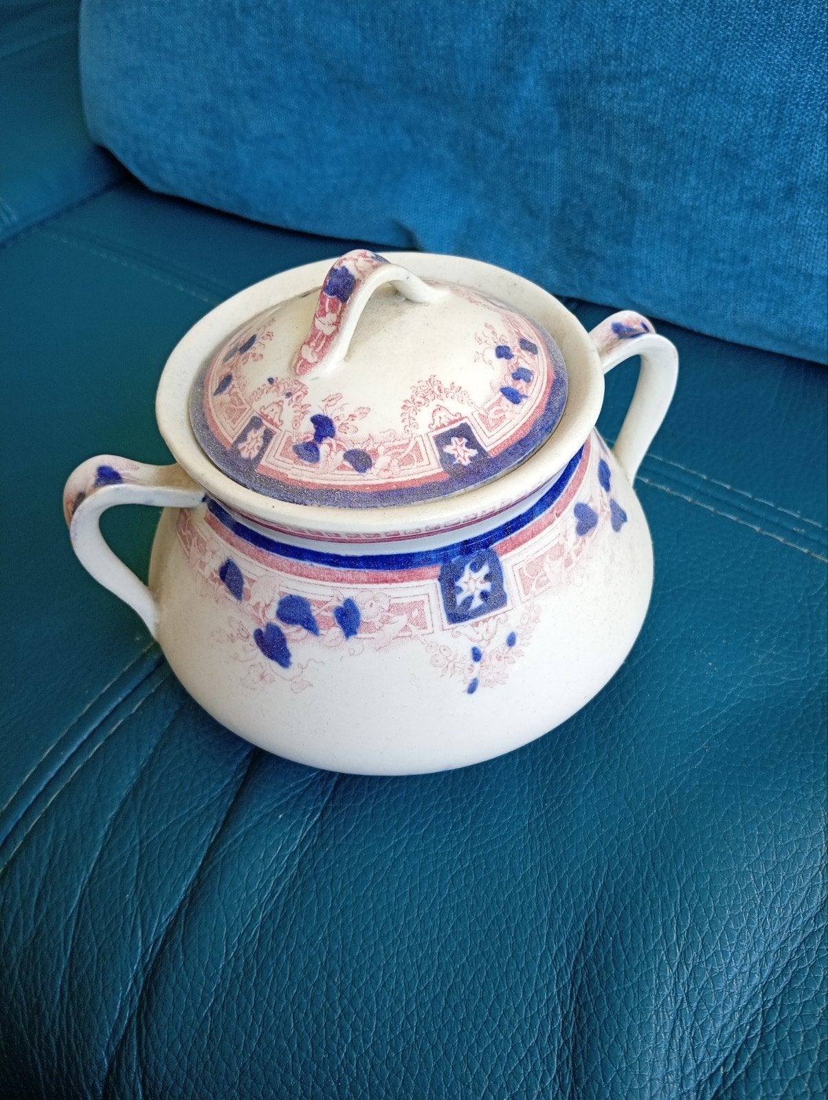 Antieke suikerpot met deksel - Upper Hanley Semi-Porcelain, Ophalen of Verzenden