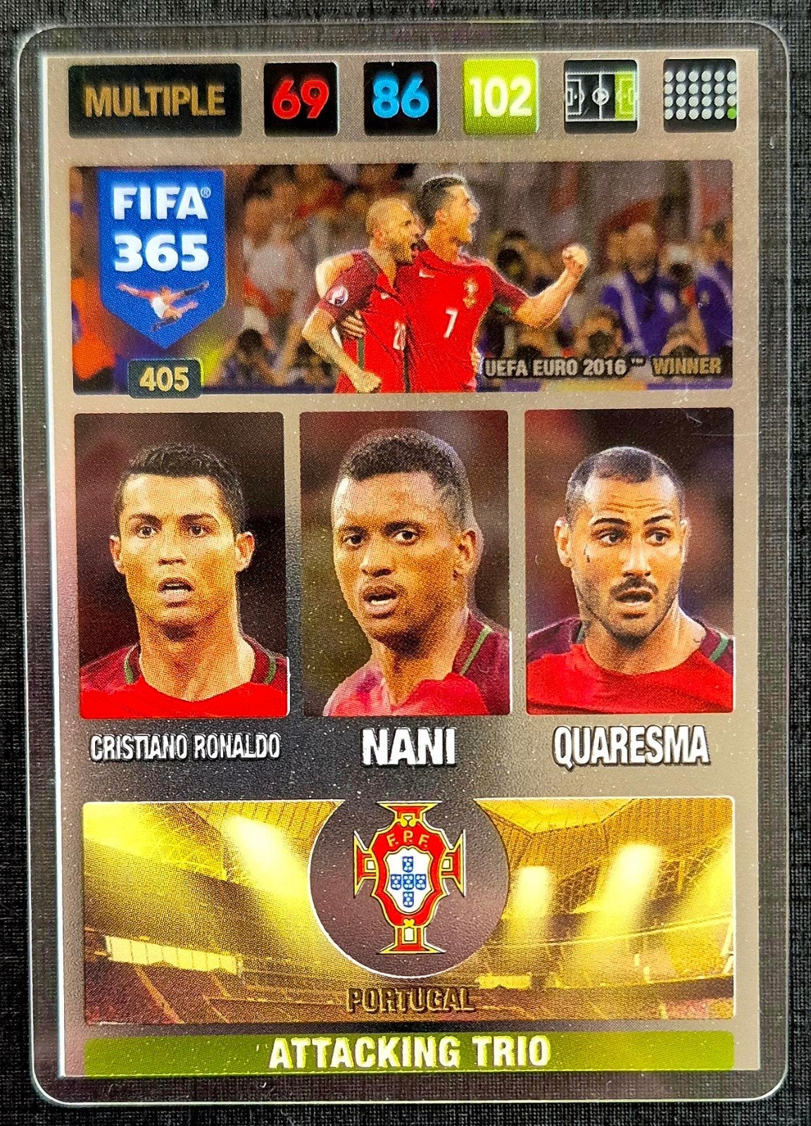 Panini Ronaldo / Nani / Quaresma - Portugal, 2016/2017, Ophalen of Verzenden, Zo goed als nieuw, Plaatje