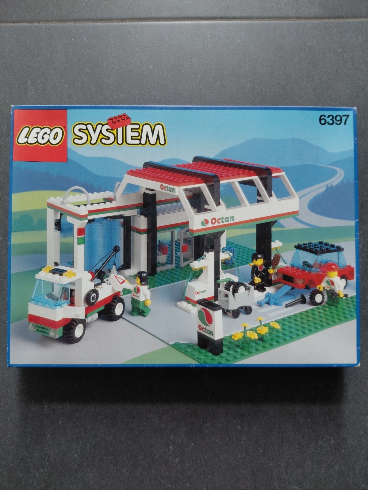 Lego 6397: Tankstation met autowasstraat (Octan), Lego, Ophalen of Verzenden, Compleet, Complete set