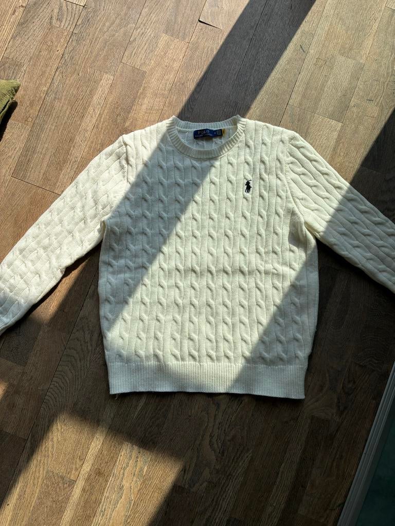 Polo Ralph Lauren Kabelgebreide Trui - Wit - Maat M, Kleding | Heren, Truien en Vesten, Ophalen of Verzenden, Zo goed als nieuw