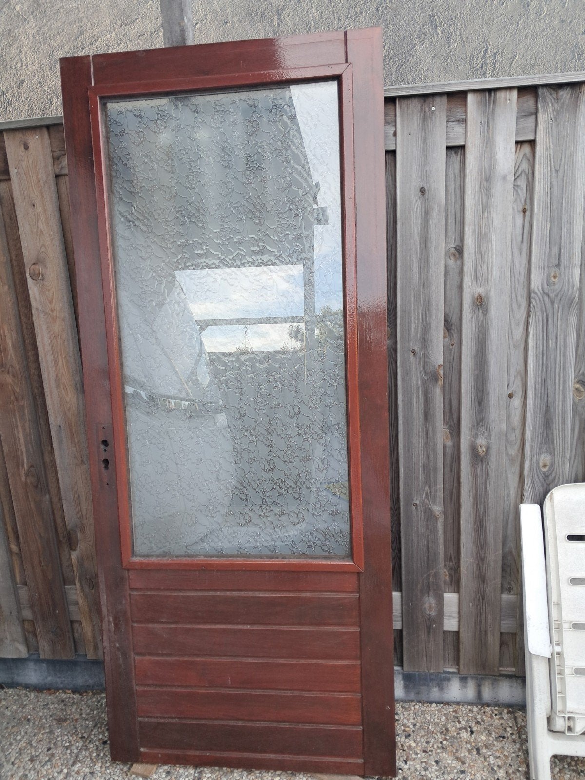 Houten buitendeur met glas - 206,8cm x 87 3cm, Ophalen, Gebruikt, 80 tot 100 cm, Buitendeur