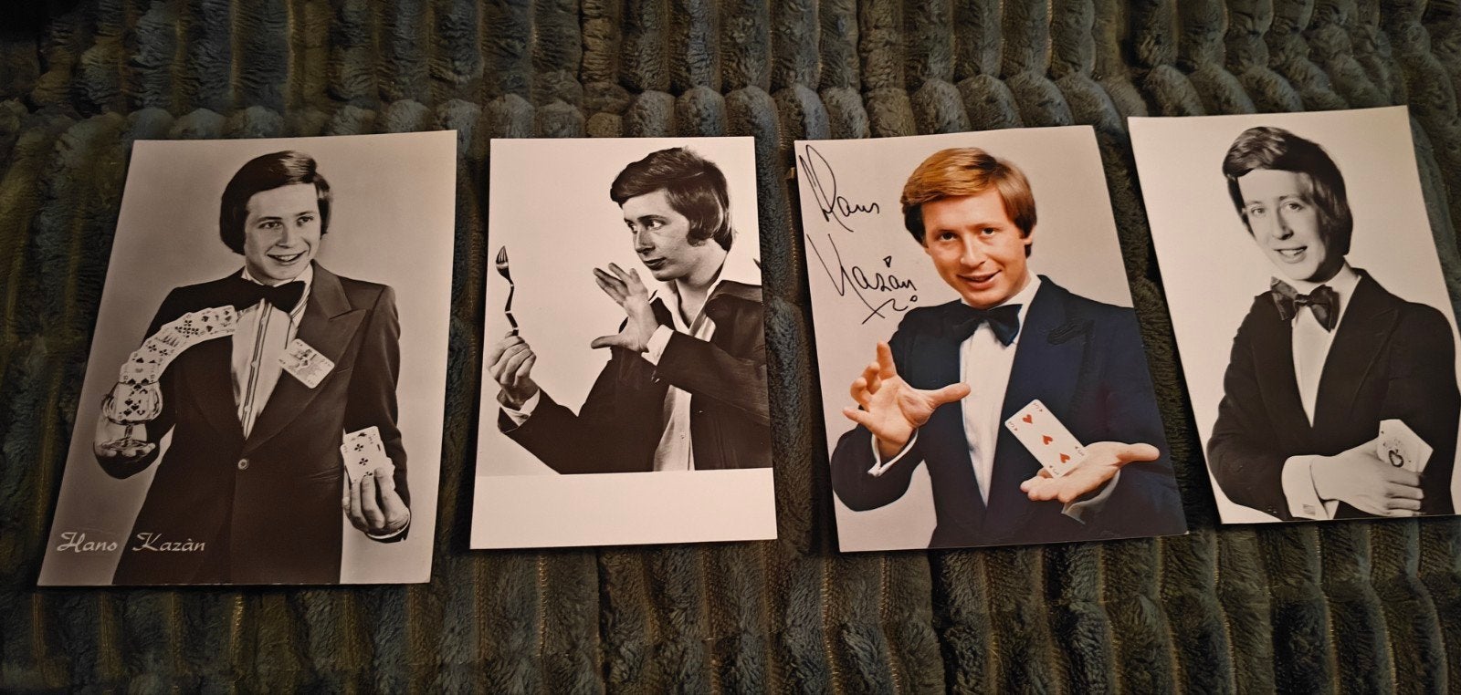Unieke set van 4 Hans Kazan promotiekaarten, goochelen, Ophalen of Verzenden, 1980 tot heden