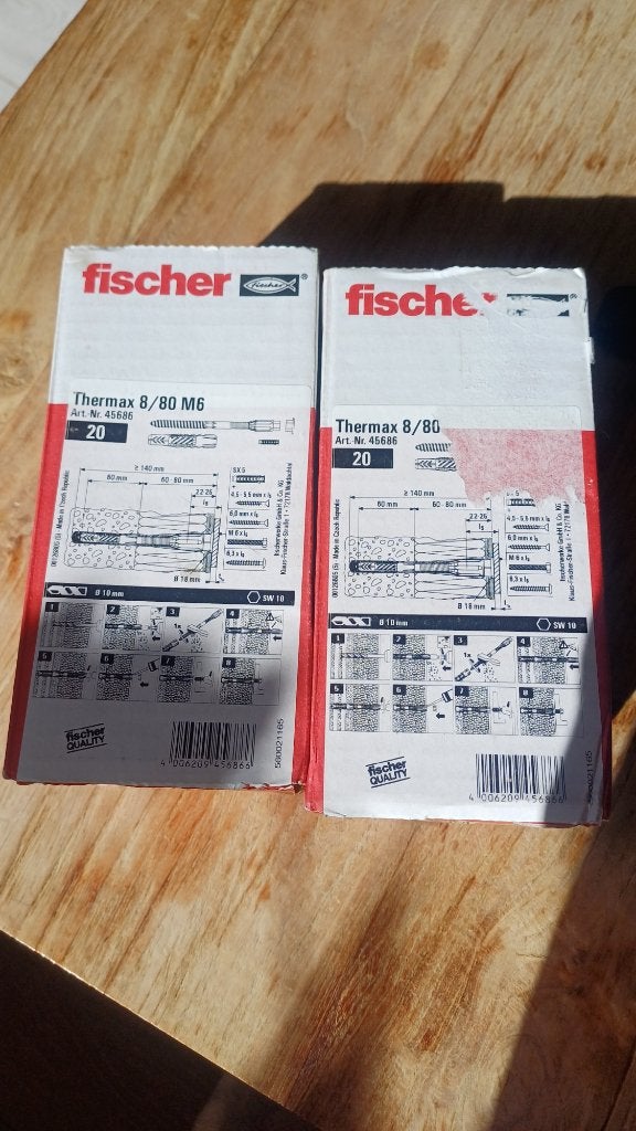 2 x Fischer Thermax 8/80 M6 Afstandsmontagesysteem 20 s, Ophalen of Verzenden, Nieuw, 50 tot 100 mm, Bouten of Moeren