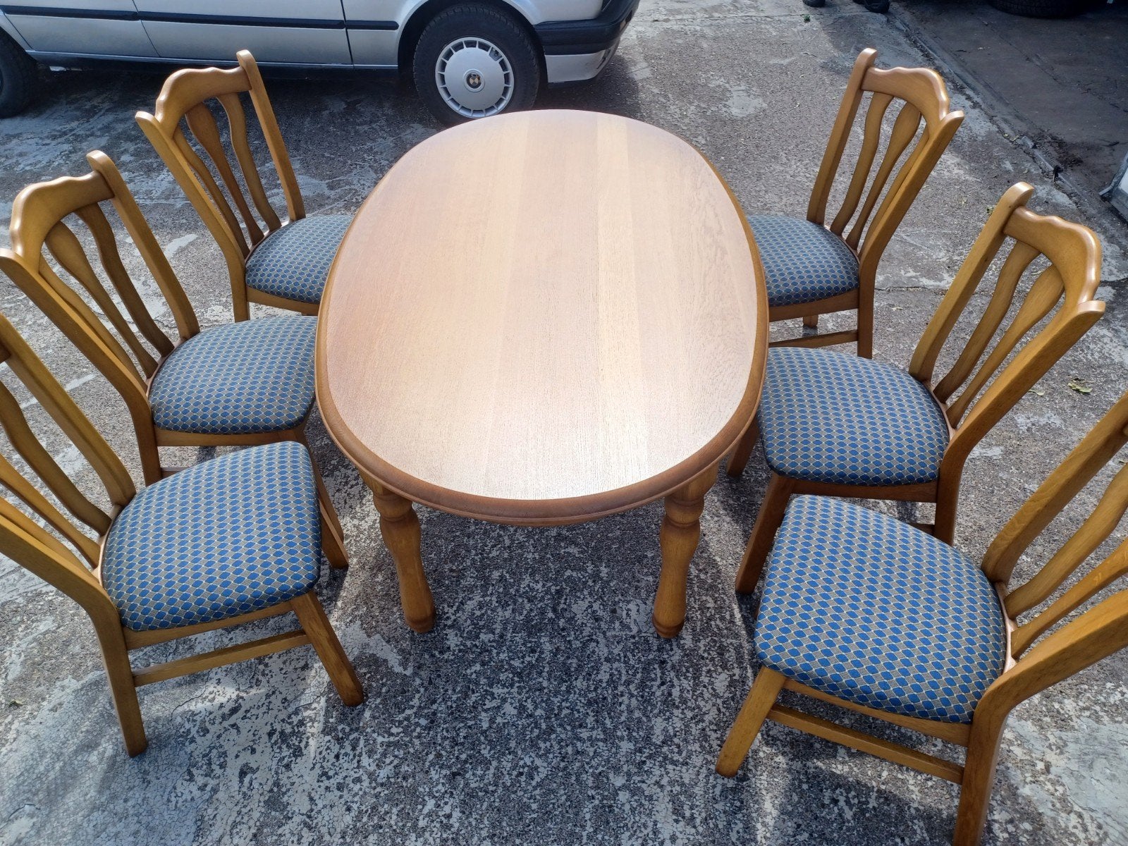 Eettafel met 6 stoelen, Ophalen, Gebruikt, 100 tot 150 cm, -