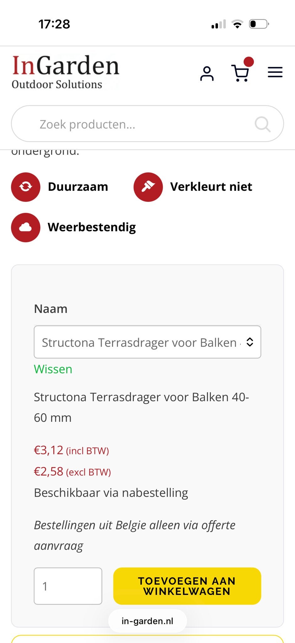 Structona Terrasdrager voor Balken 40-60 en 25-40 mm, Tuin en Terras, Ophalen, Nieuw, Kunststof
