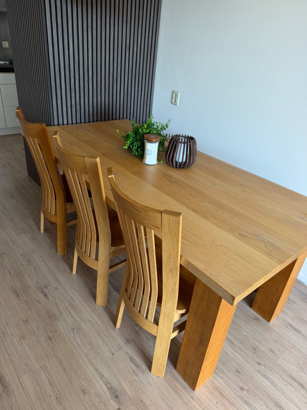 Houten tafel set, Huis en Inrichting, Ophalen, Zo goed als nieuw, 4 tot 6 stoelen