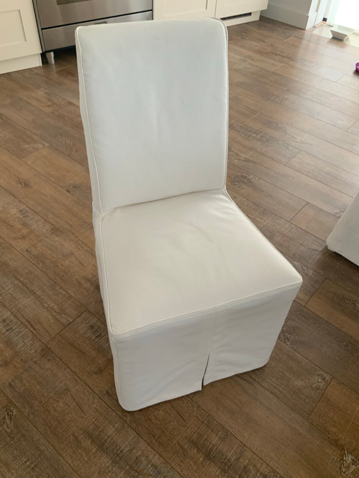 Stoelhoezen Bergmund wit - 6 halflang ikea., Ophalen, Gebruikt, Wit, Stof