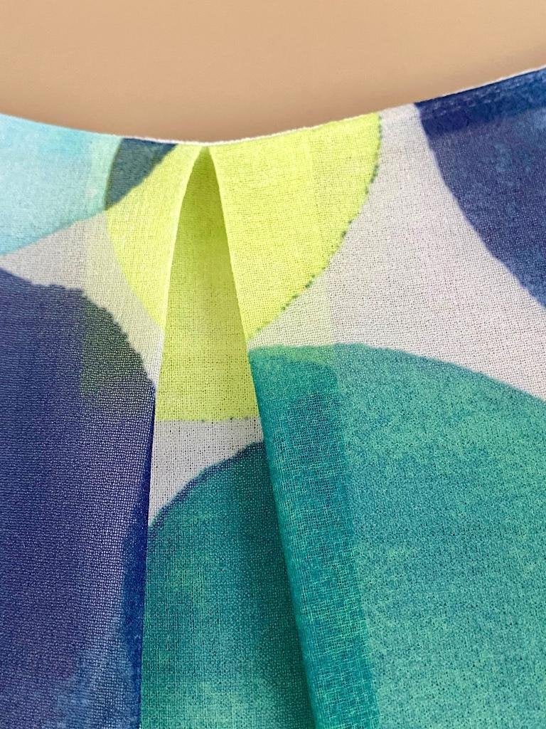 J346 blouse maat L=42/44 blouse top blauw/groen/wit, Bianca, Blauw, Maat 42/44 (L), Ophalen of Verzenden