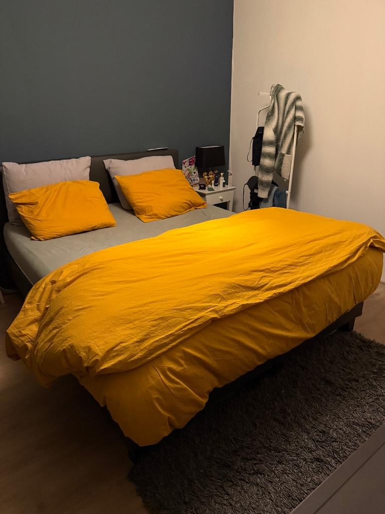 Tweepersoons bed 160x200, Ophalen, Gebruikt, Zwart, Tweepersoons