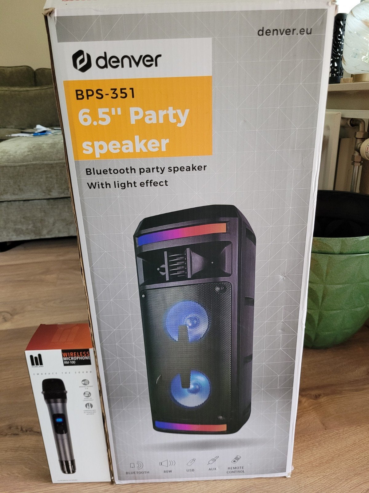 DENVER BPS-351 PARTY SPEAKER., Ophalen of Verzenden, Zo goed als nieuw, Complete set