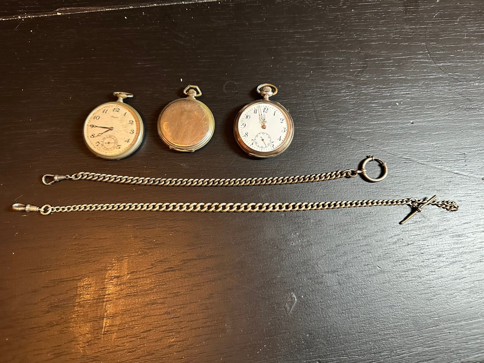 3x antiek zilveren zakhorloge + 2x zilveren ketting/ erfenis, Ophalen of Verzenden, Zilver, Zakhorloge