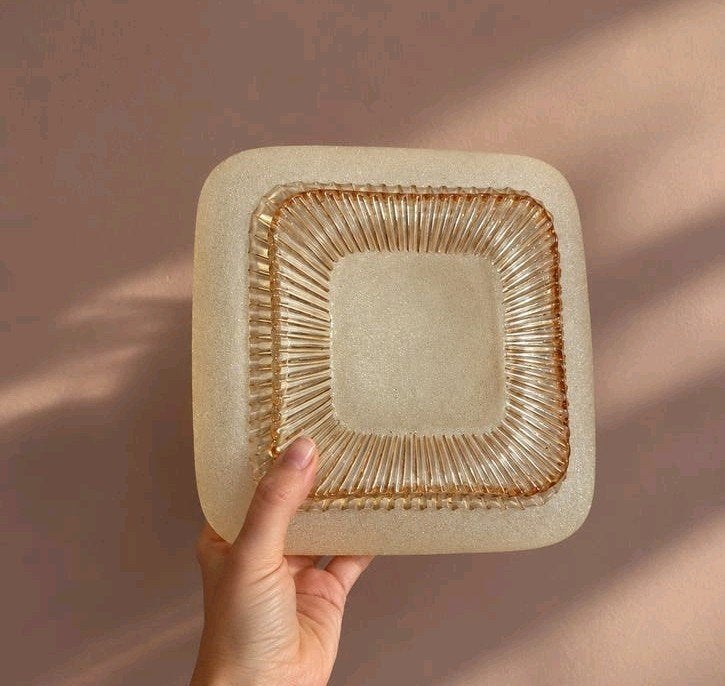 Vintage plafondlamp | Plafonniere | Amberkleur, Ophalen of Verzenden