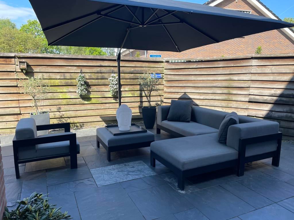 Super mooie lounge set zandgrijs (Fonteyn), Ophalen, Zo goed als nieuw, Eettafel