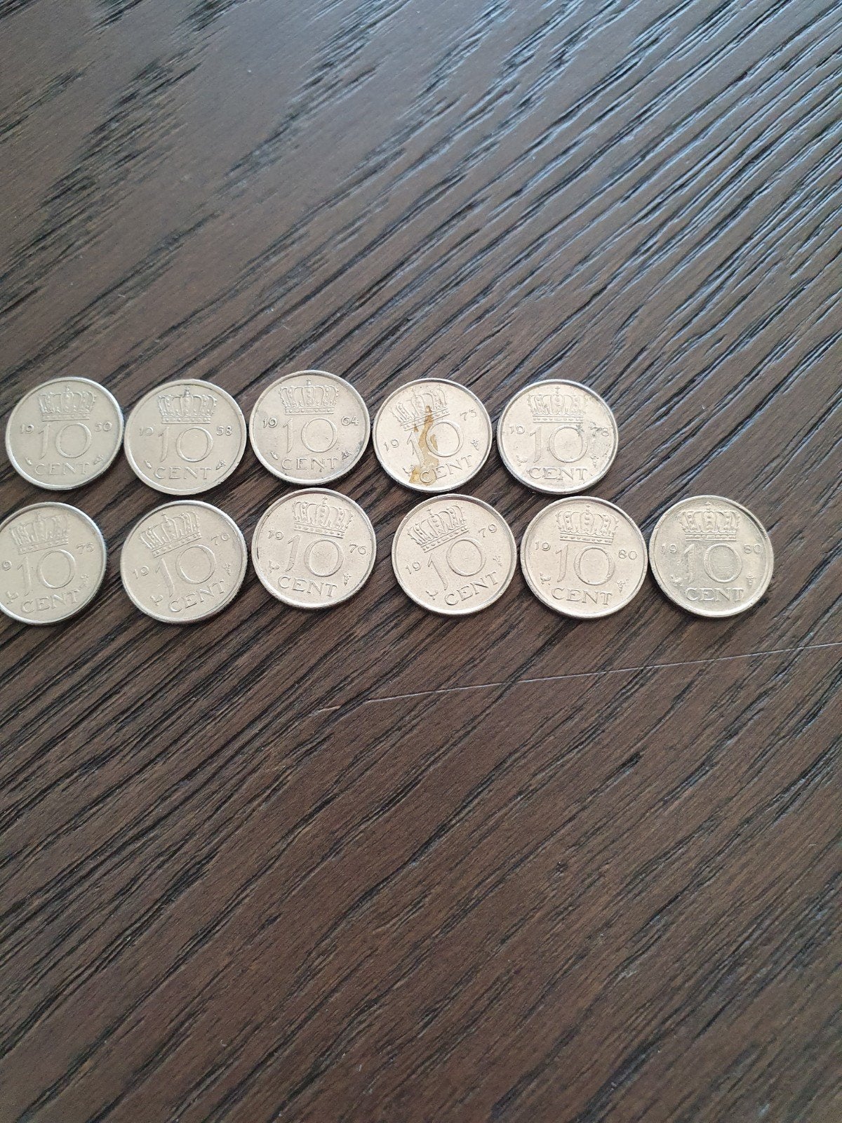 11 Nikkelen 10 Cent Munten Koningin Juliana, Postzegels en Munten, Ophalen of Verzenden, Koningin Juliana, 10 cent, Setje