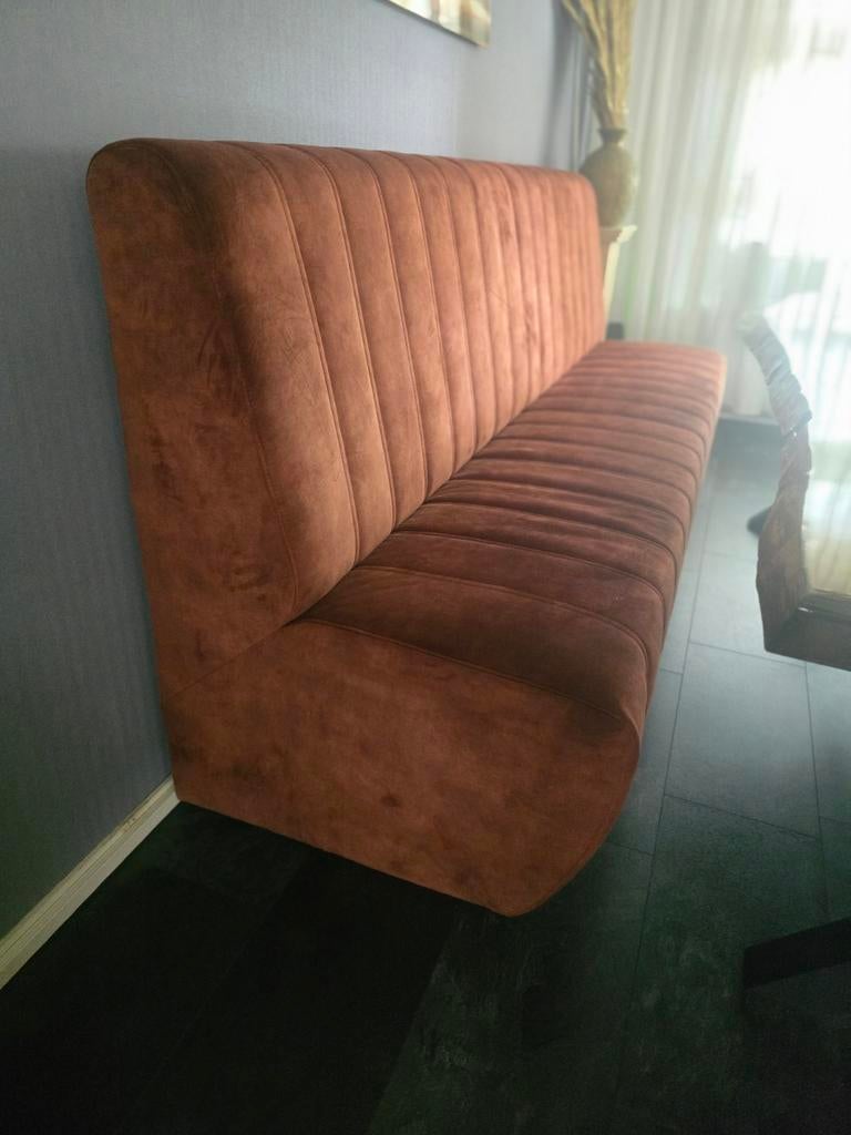 Moderne fluwelen eetbank met 3 stoelen - Z.G.A.N., Huis en Inrichting, Banken | Bankstellen, Ophalen, 250 tot 300 cm, Modern, Fluweel, Ribbel