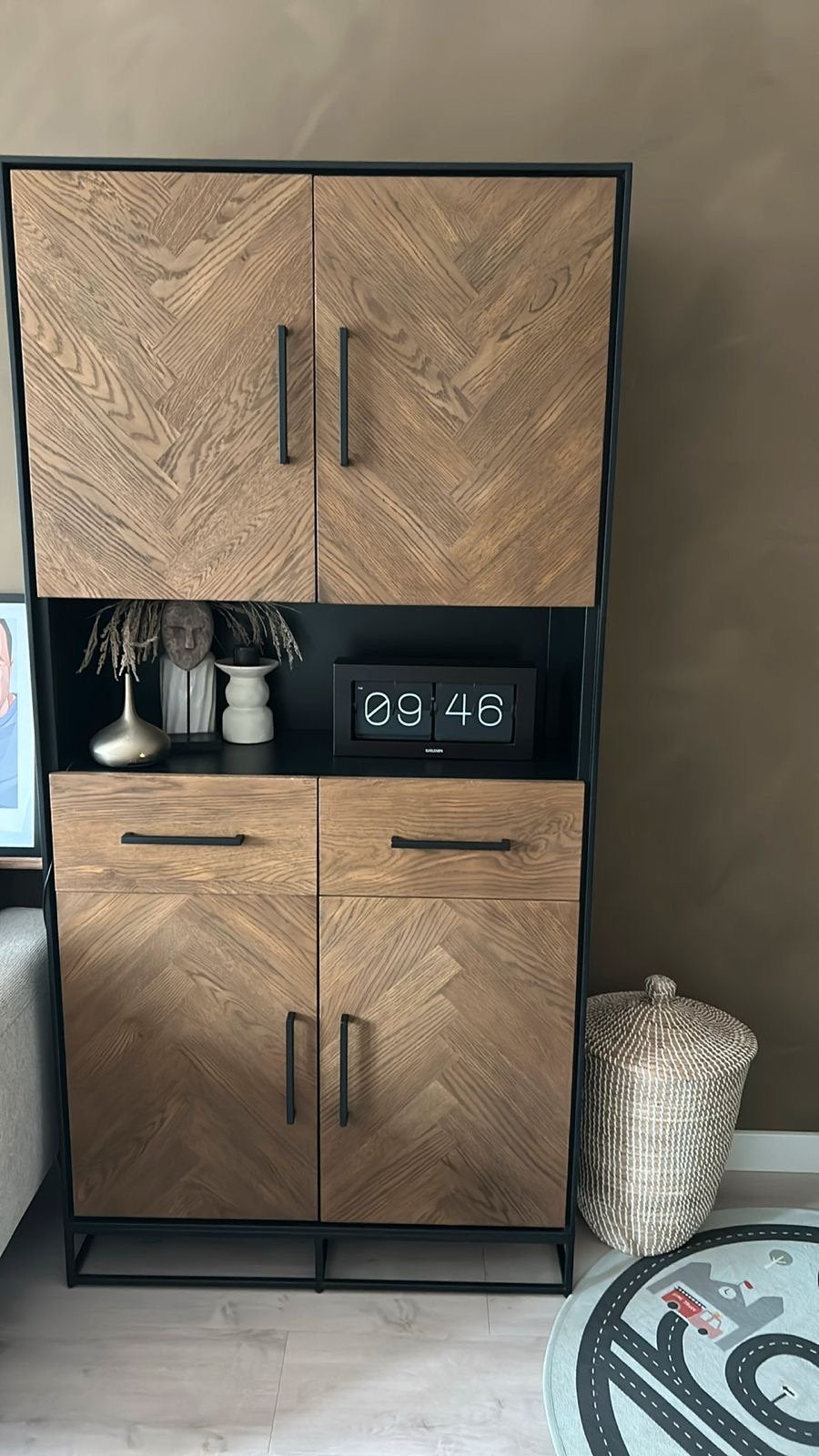 Opbergkast met visgraat motief, Huis en Inrichting, Ophalen, Zo goed als nieuw, Minder dan 150 cm, Minder dan 100 cm