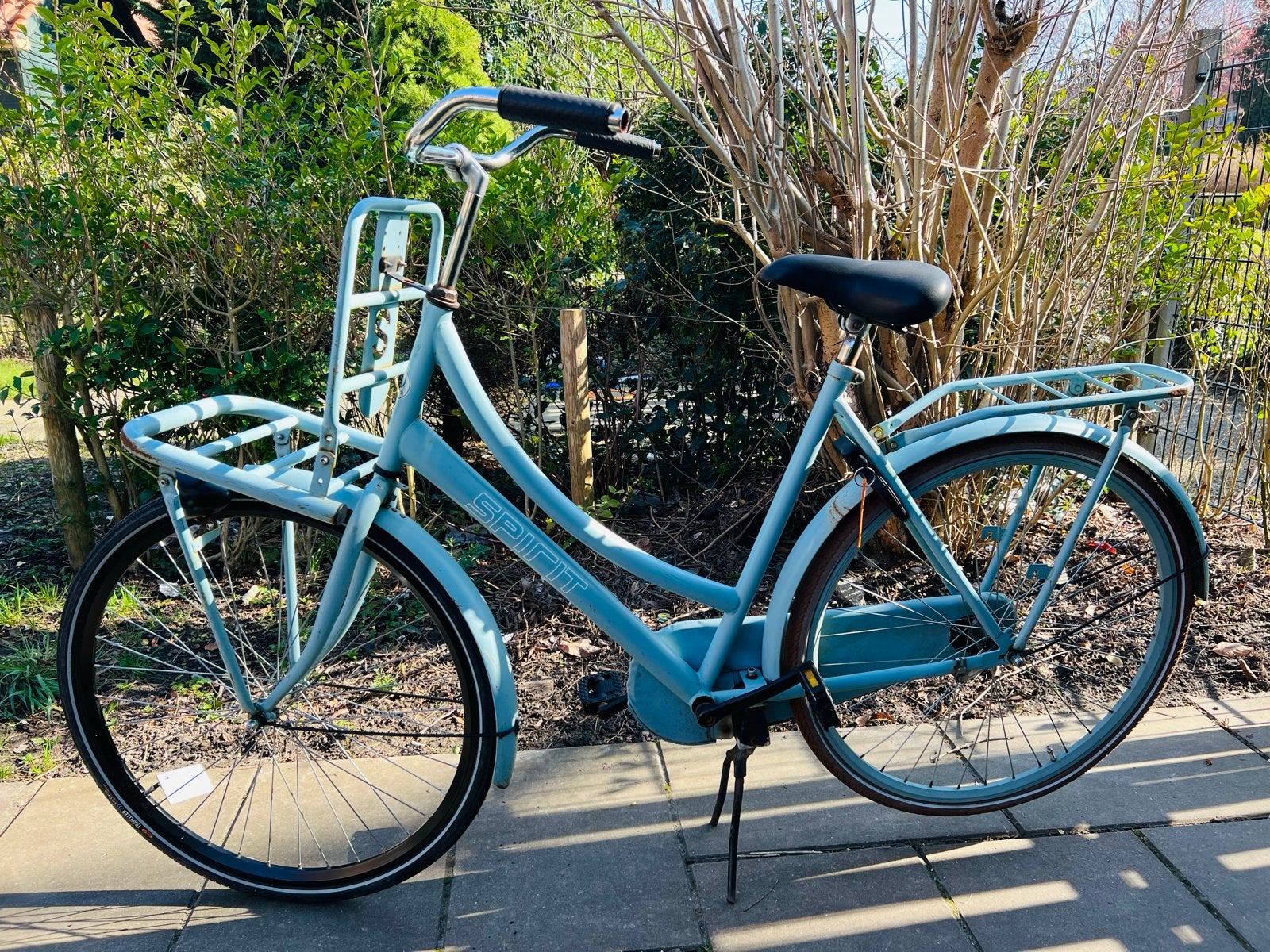 Spirit transportfiets damesfiets lichtblauw, Overige merken, Terugtraprem, Gebruikt, Ophalen of Verzenden