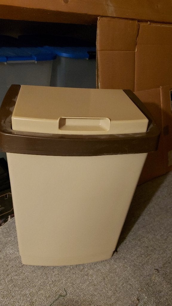 VINTAGE CURVER AFVALBAK  bruin/beige, 40 liter of meer, Ophalen of Verzenden, Zo goed als nieuw, Kunststof