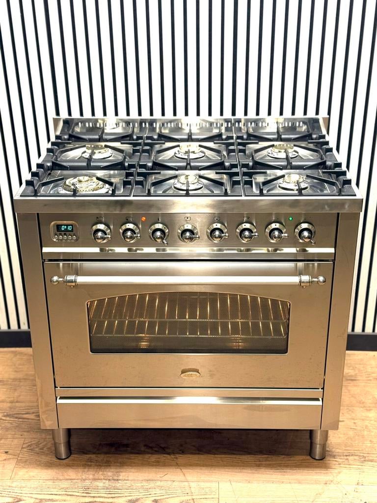 Luxe Boretti 6 pits RVS Multifunctioneel 90x60 cm, Witgoed en Apparatuur, Fornuizen, Zo goed als nieuw, Vrijstaand, Gas, 5 kookzones of meer