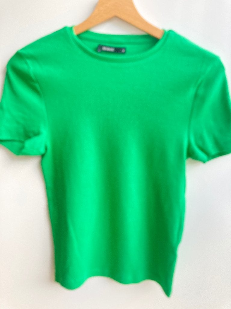 Groen rib T-shirt van Bikbok, Bik bok mt. 158, Meisje, Bikbok, Ophalen of Verzenden, Zo goed als nieuw