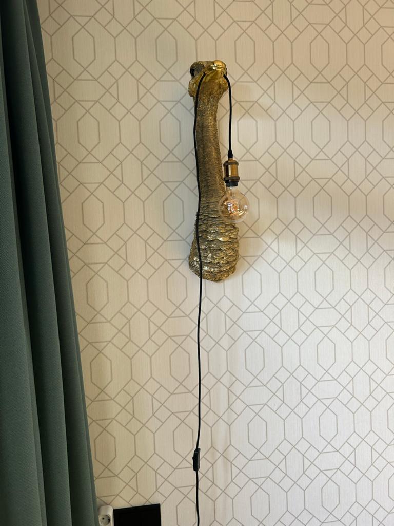 Gouden Struisvogel Wandlamp - Uniek Design, Ophalen of Verzenden, Zo goed als nieuw