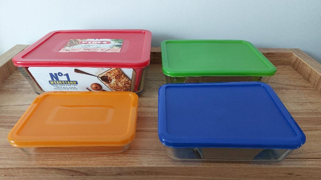 Set van 4 Pyrex schalen Nieuw (Postcodeloterij), Verzenden, Nieuw, Meerkleurig, Overige merken