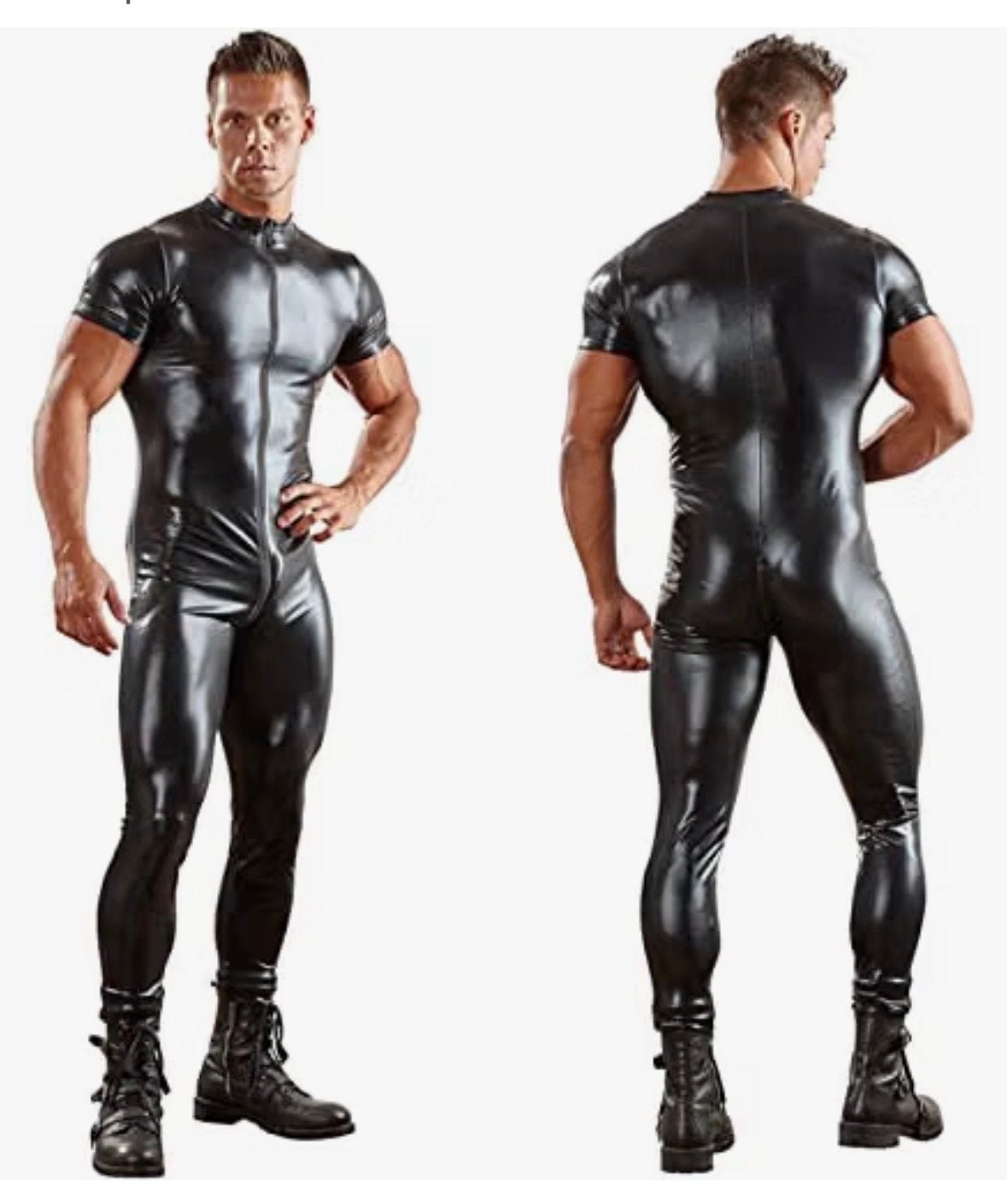 Bodysuit Korte Mouwen Leatherlook Latex PU Maat XXL, Ophalen of Verzenden, Zo goed als nieuw