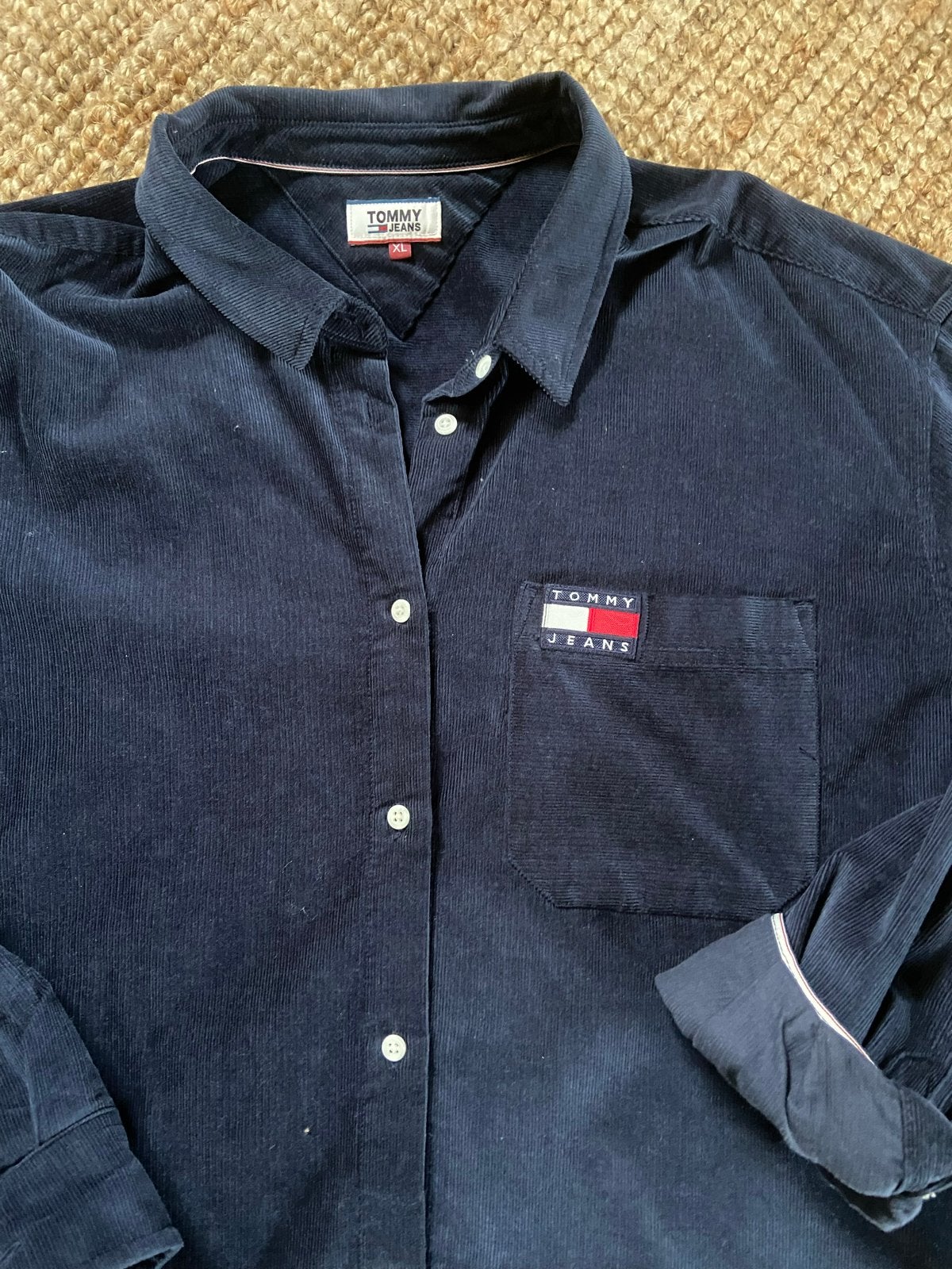 Tommy Jeans corduroy overhemd - Maat XL, Ophalen of Verzenden, Zo goed als nieuw, Maat 46/48 (XL) of groter, Blauw