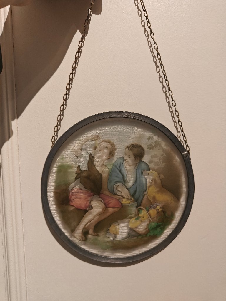 Glazen raamhanger met metalen frame met afbeelding, Ophalen of Verzenden