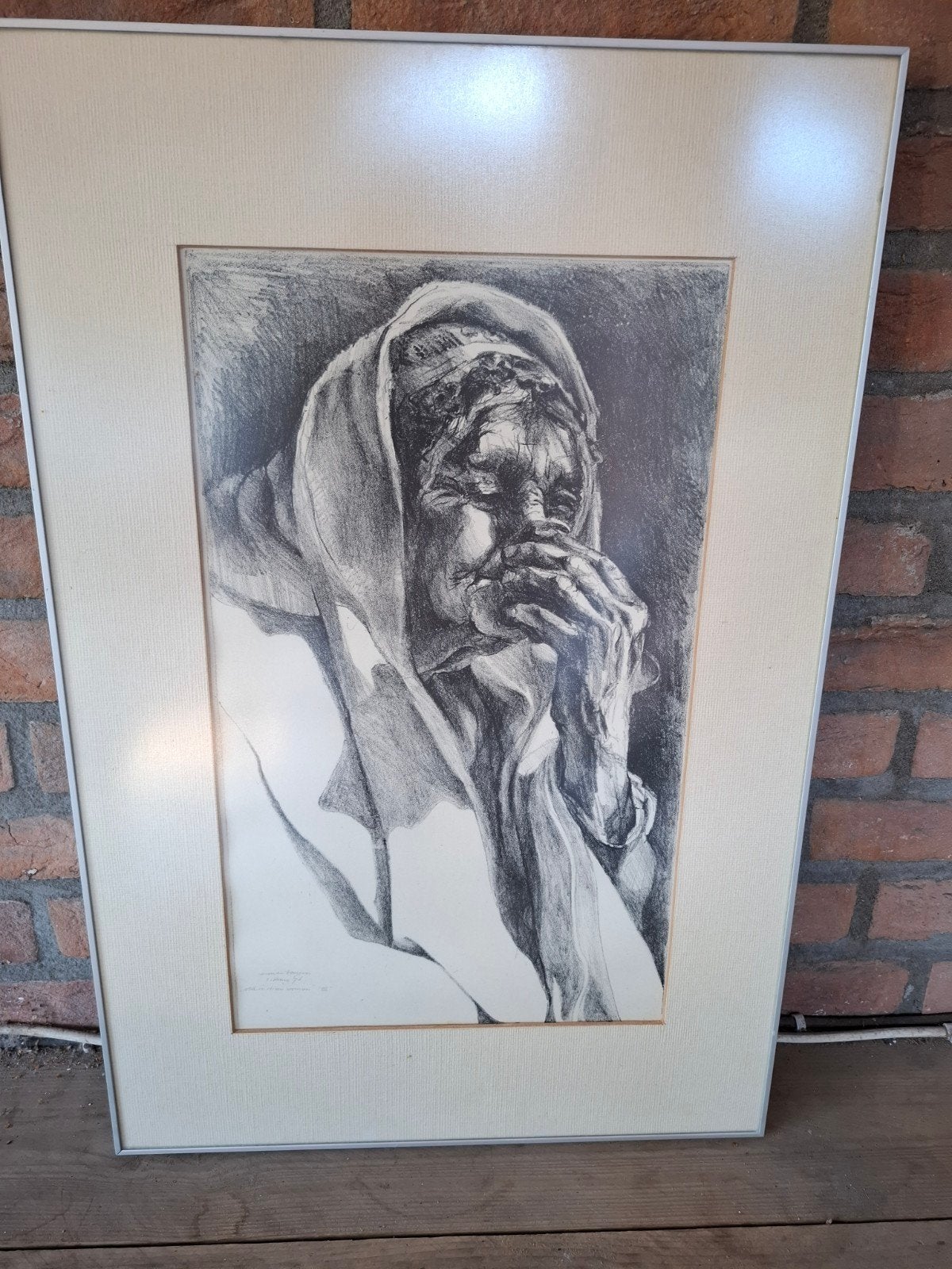 Ets Emile Boeijen - 'Old Indian Woman' in lijst, Ophalen, Ingelijst, Portret, 1950 - 1999