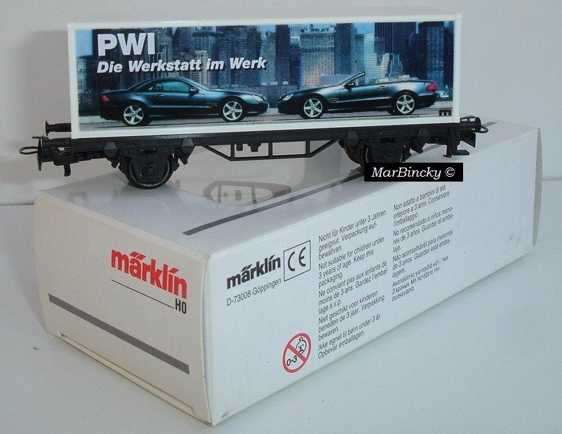 Märklin 4481 Mercedes - Benz PWI Containerwagen !, Hobby en Vrije tijd, Modeltreinen | H0, Wisselstroom, Ophalen of Verzenden
