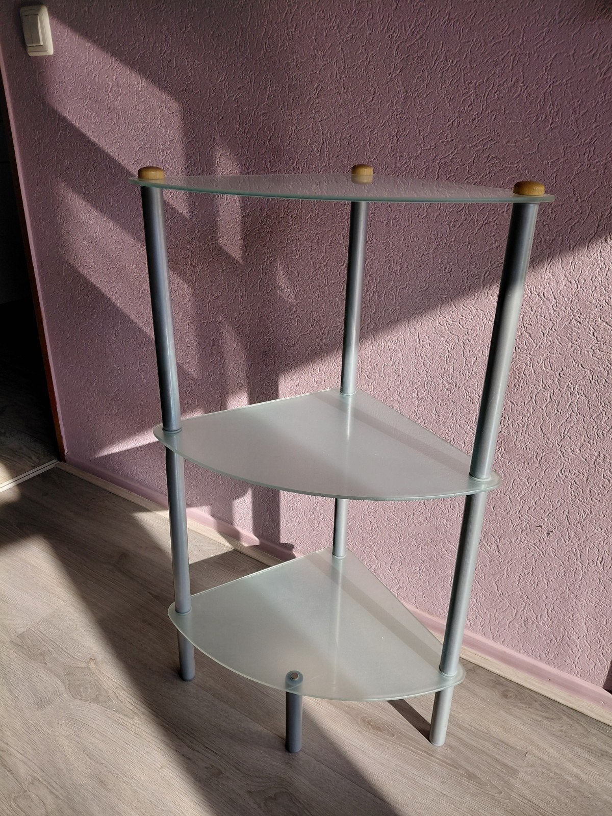 Glazen hoektafel met ijzeren frame, Huis en Inrichting, Ophalen of Verzenden