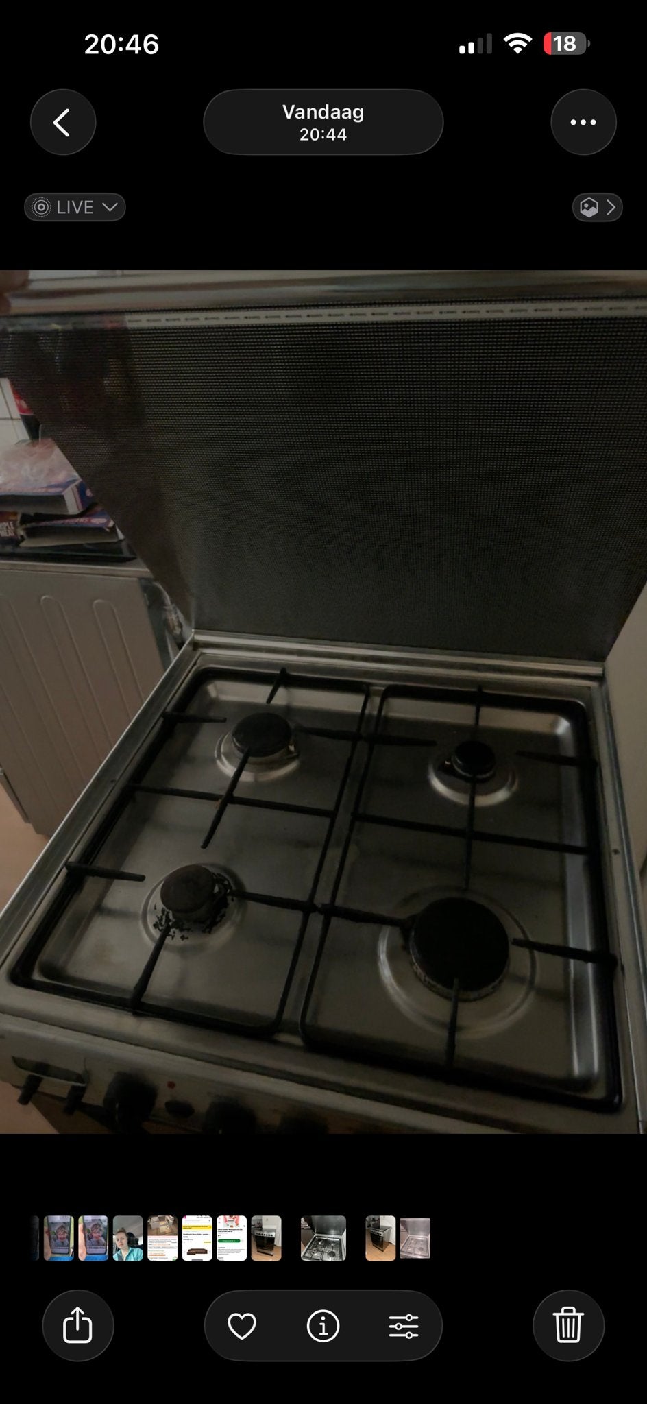 gasfornuis, Witgoed en Apparatuur, Fornuizen, Gebruikt, Vrijstaand, Gas, 4 kookzones, 45 tot 60 cm, Ophalen