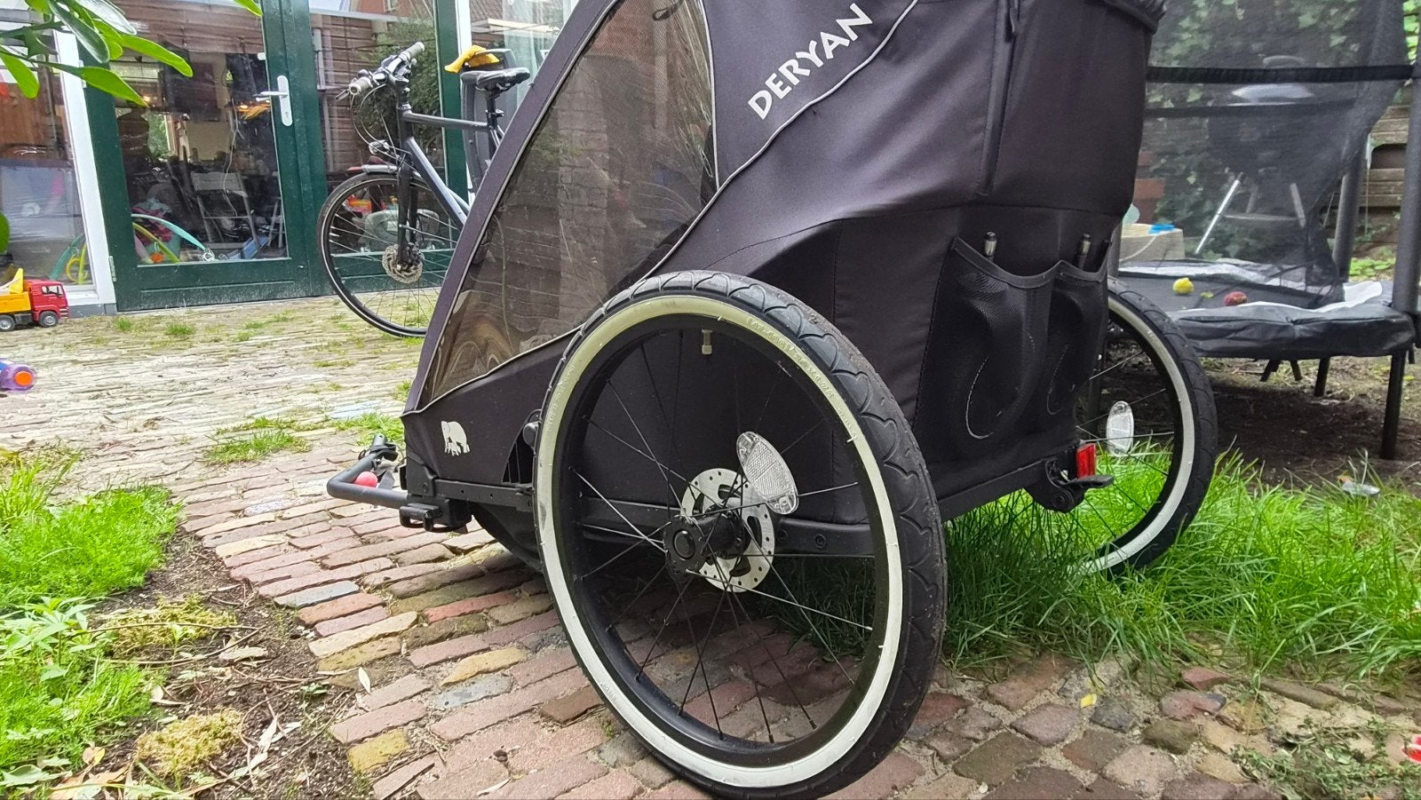 DERYAN Fietskar V2 + babyzitje | 2 kinderen | 7 maanden oud, Fietsen en Brommers, Ophalen, DERYAN, Zo goed als nieuw, Kinderkar