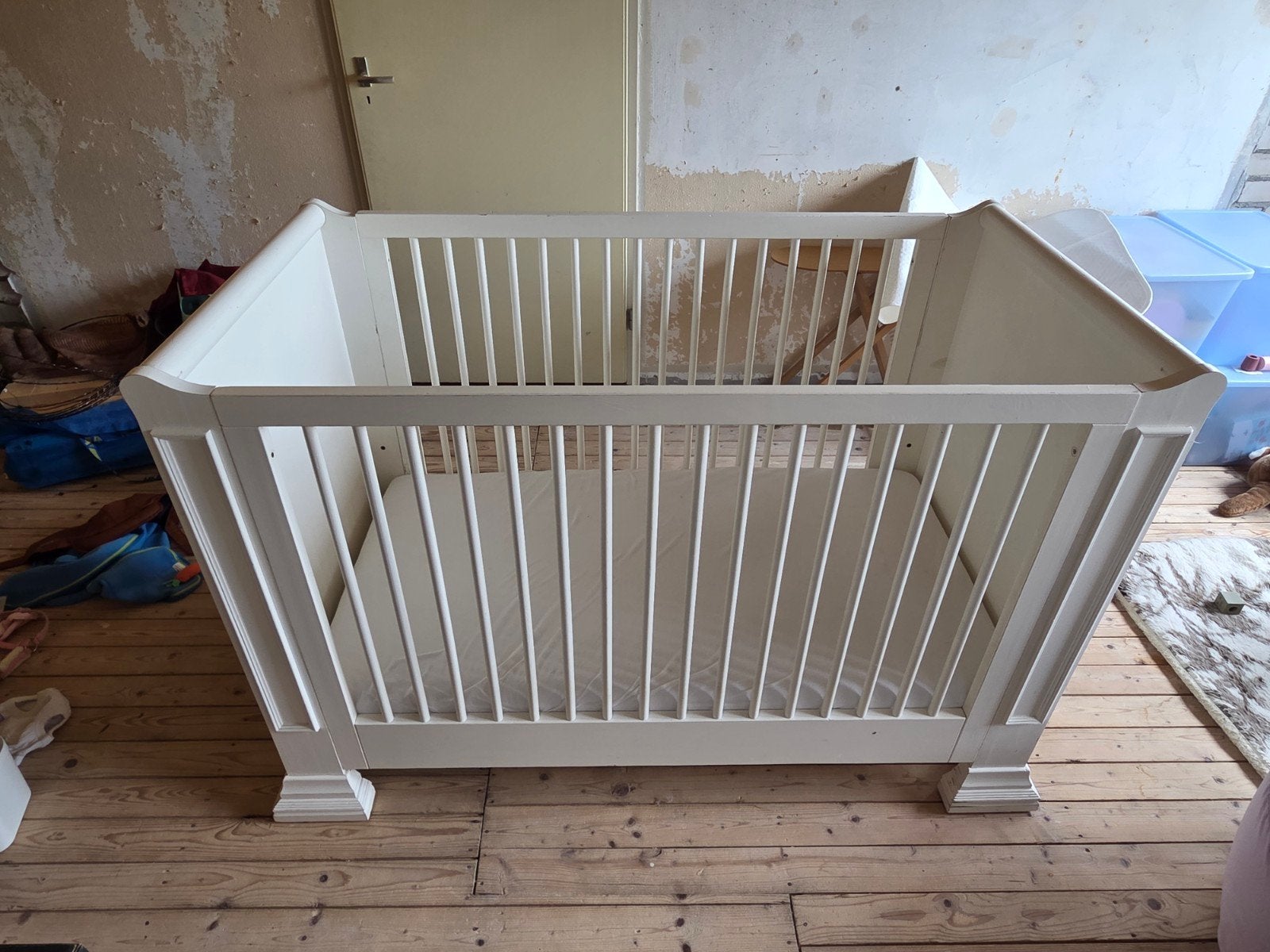 Opsetims ledikant met bedhekken, zijkanten en matras, Ophalen, Gebruikt, 70 tot 85 cm, 140 tot 160 cm