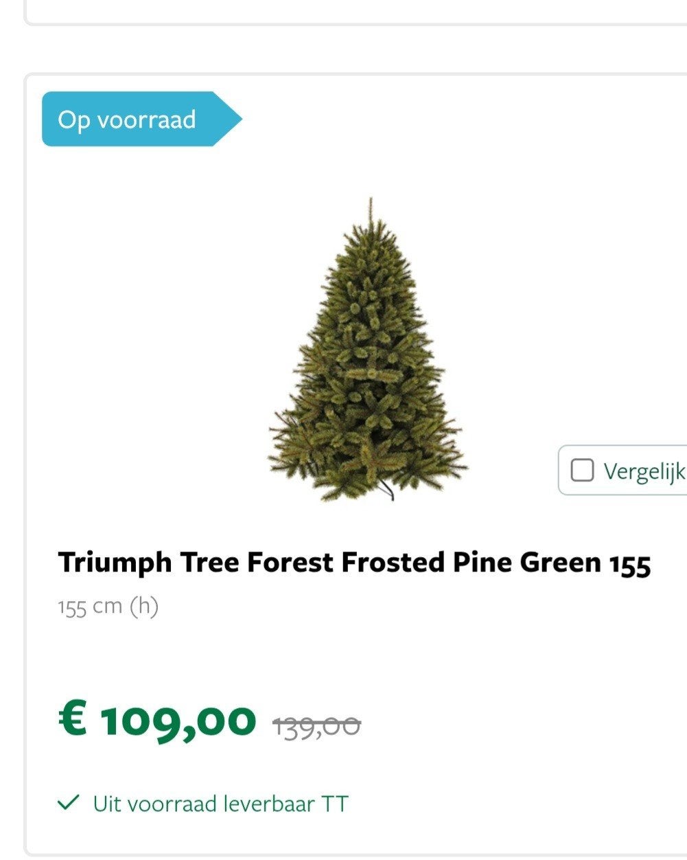 kunst kerstboom triumph frosted pine 155cm, Diversen, Kerst, Ophalen