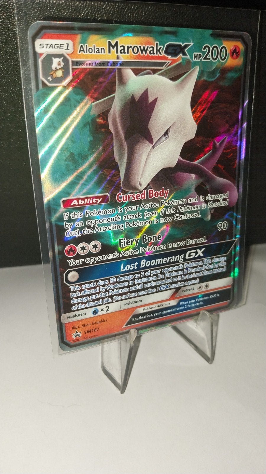 Alolan Marowak GX SM187 Black Star Promo Pokémon Kaart, Ophalen of Verzenden