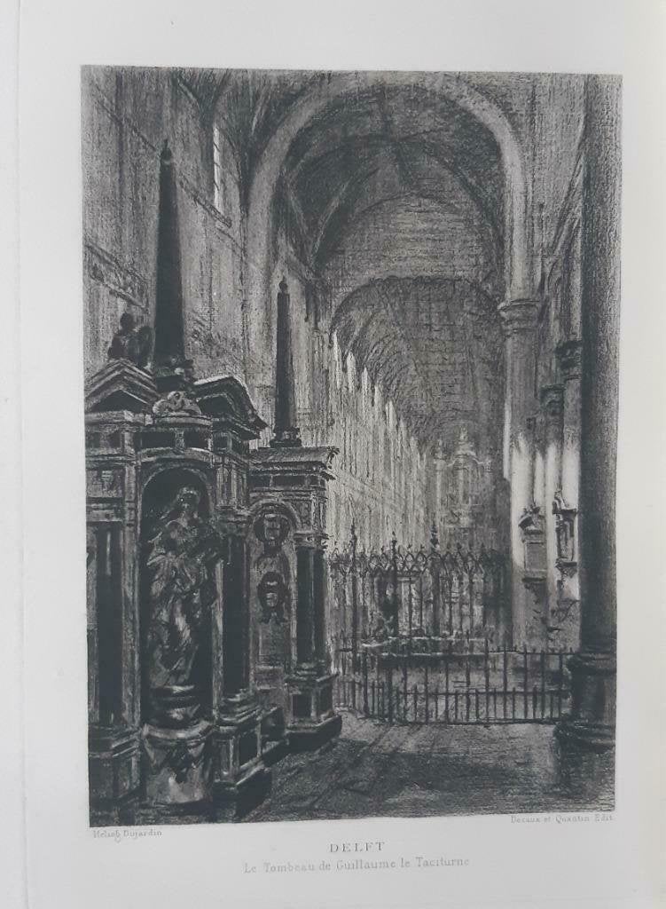 20 / Tombe van Guillaume te Delft. Gravure uit 1882, Antiek en Kunst, Kunst | Etsen en Gravures, Ophalen of Verzenden