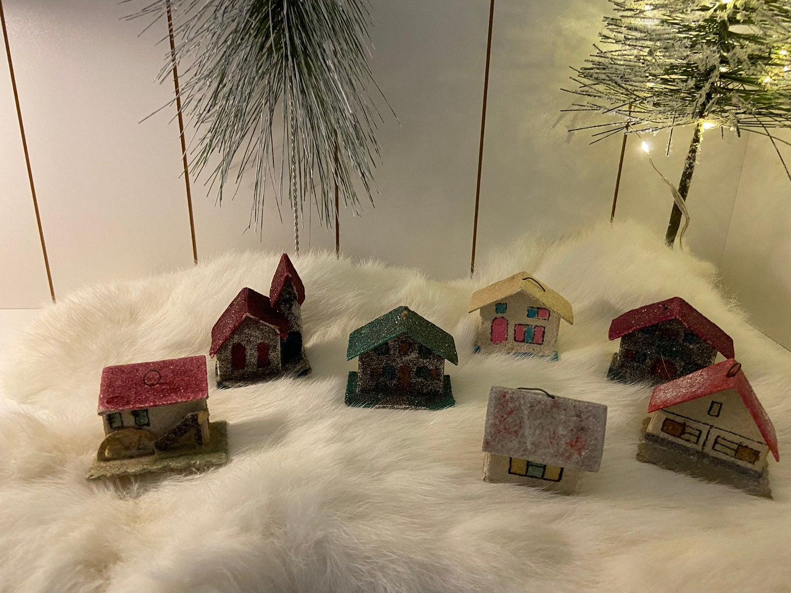 7 antieke putz huisjes en kerkje, mooie in een stolp of dorp, Ophalen of Verzenden, Zo goed als nieuw