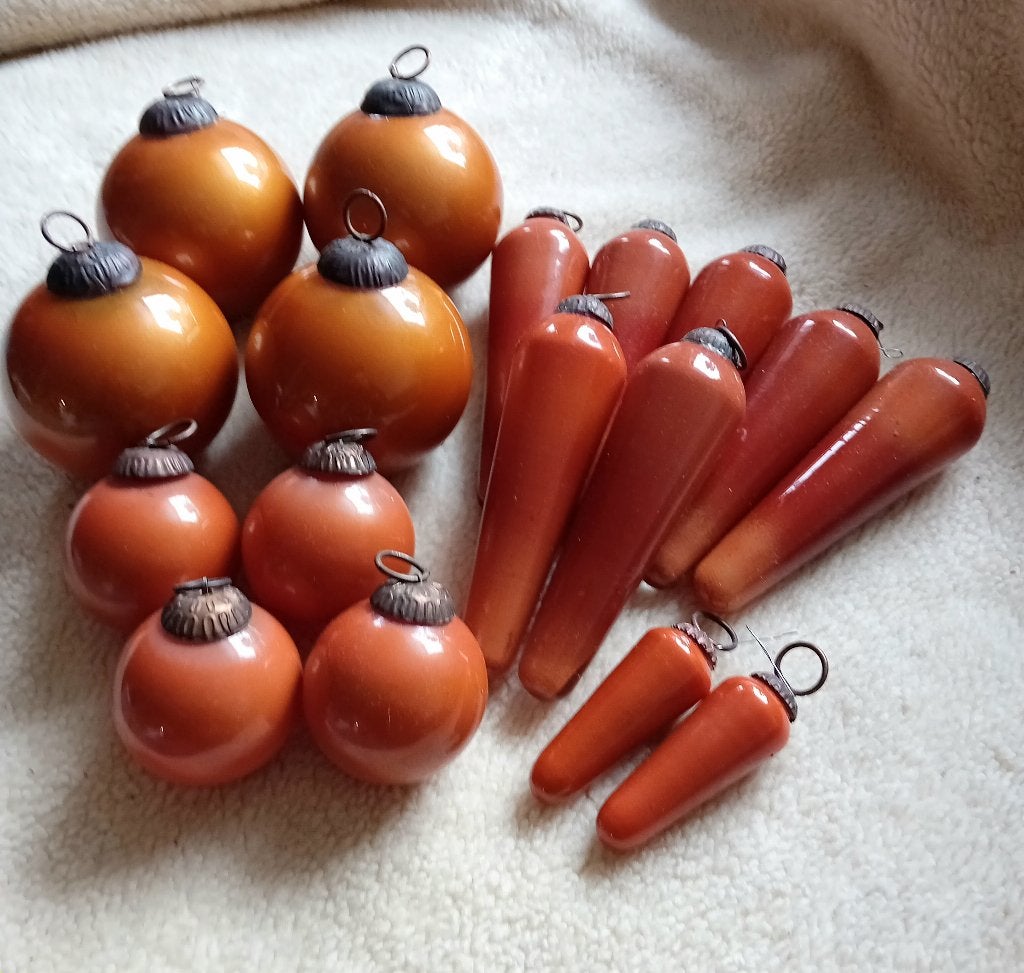 set van 16 kerstballen, heksenballen braun(oranje), Verzenden