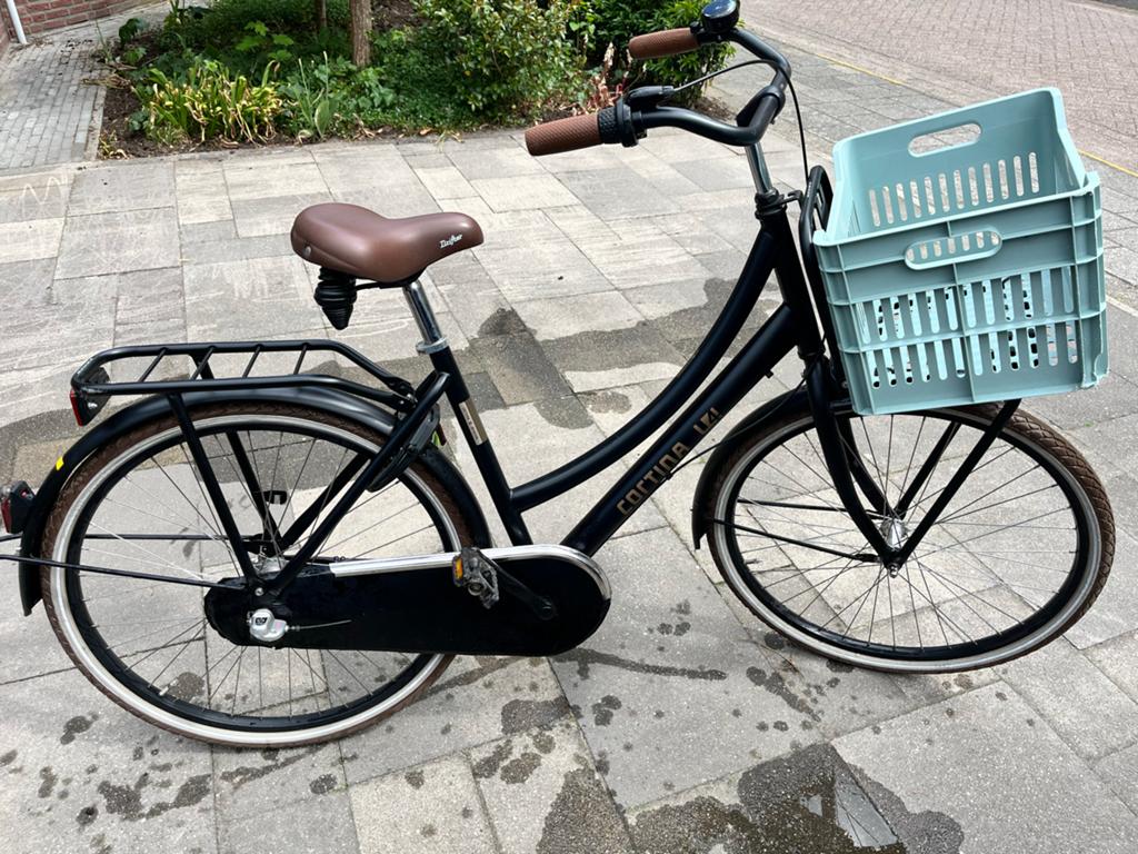Cortina U4 Transportfiets ca 44 cm - Zwart met krat, Terugtraprem, Gebruikt, Versnellingen, Ophalen